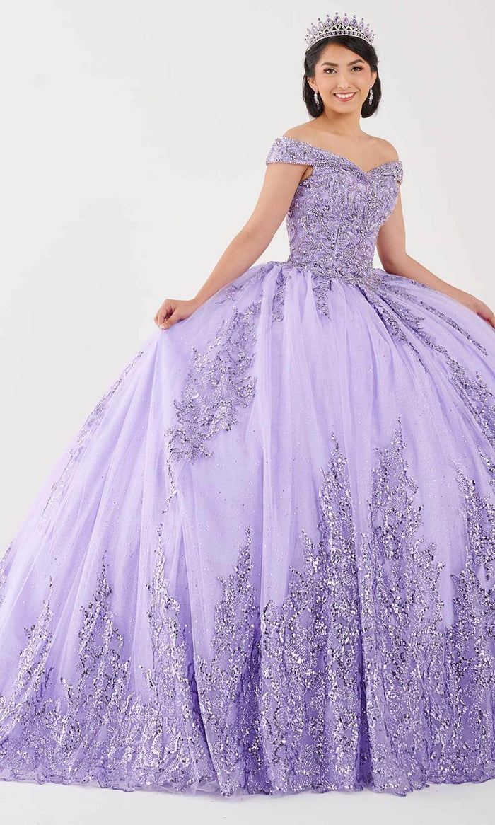 Fiesta Gowns 56501 - Beaded Off-Shoulder Ballgown Ball Gowns 0 / Lilac