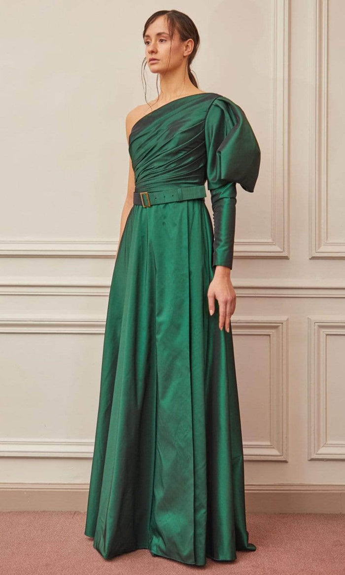 Gatti Nolli Couture OP-5370 - Asymmetrical A-Line Evening Gown Evening Dresses 22 / Green