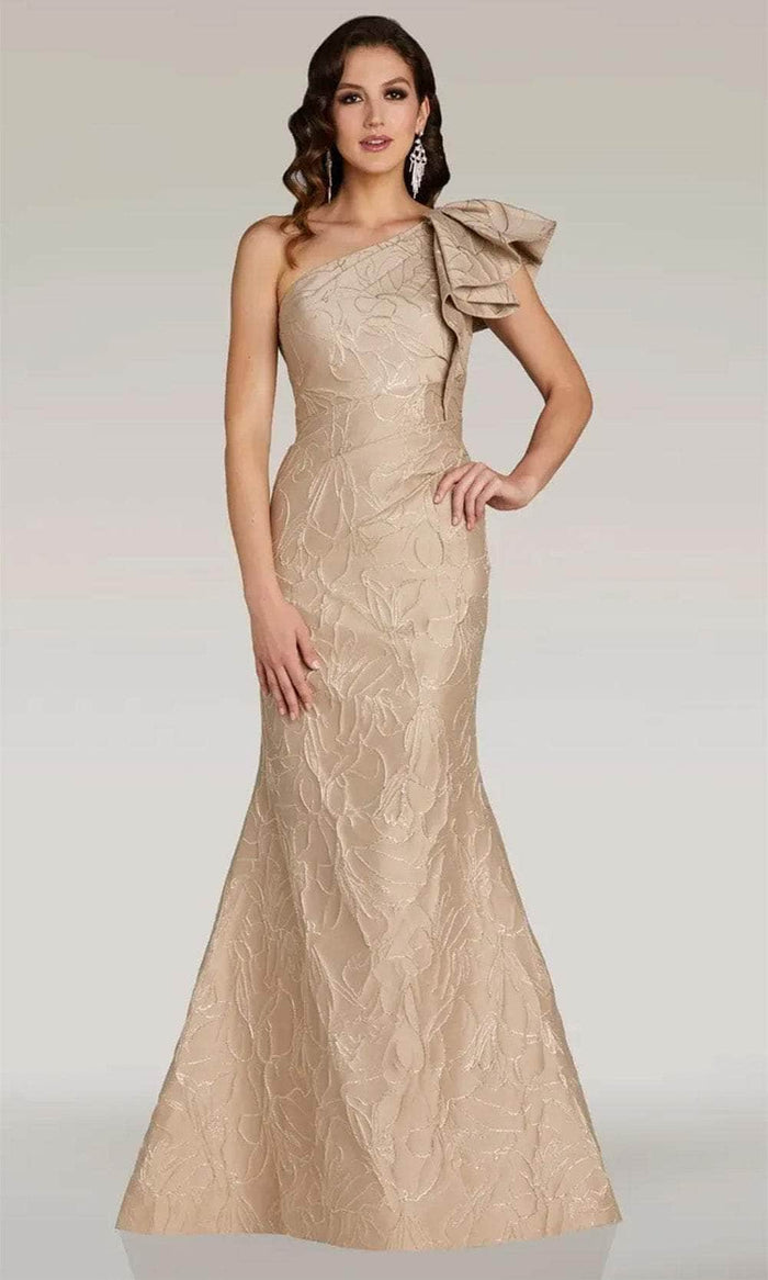 Gia Franco 12375 -One-Shoulder Trumpet Evening Dress Evening Dresses 12 / Champagne