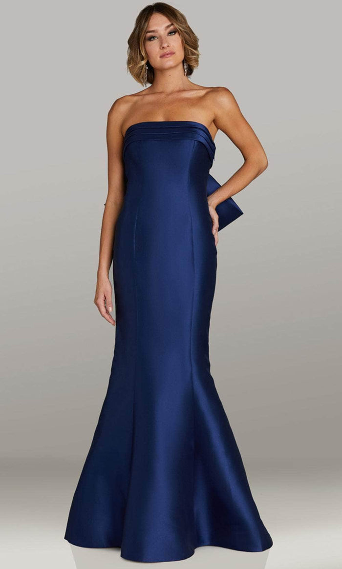 Gia Franco 12411 - Straight Across Seam-Sculped Evening Gown Prom Dresses 2 / Navy