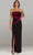 Gia Franco 12435 - Floral Accent Strapless Evening Gown Prom Dresses 6 / Blk/Fuchsia