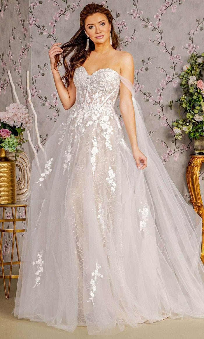 GLS by Gloria Bridal GL3428 - Floral Glitters Wedding Dress Bridal Dresses XS / Ivory/Champagne
