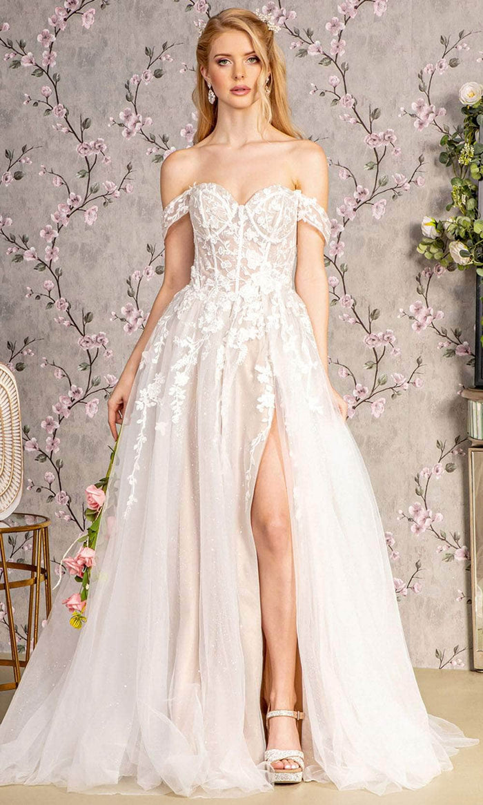 GLS by Gloria Bridal GL3429 - Corset Court Train Wedding Dress Bridal Dresses XS / Ivory/Champagne