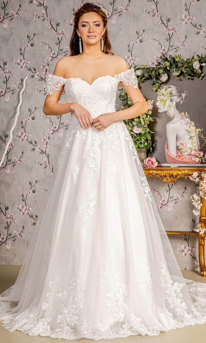 GLS by Gloria Bridal GL3481 - Off-Shoulder Embroidered Bridal Gown Wedding Dresses XS / White