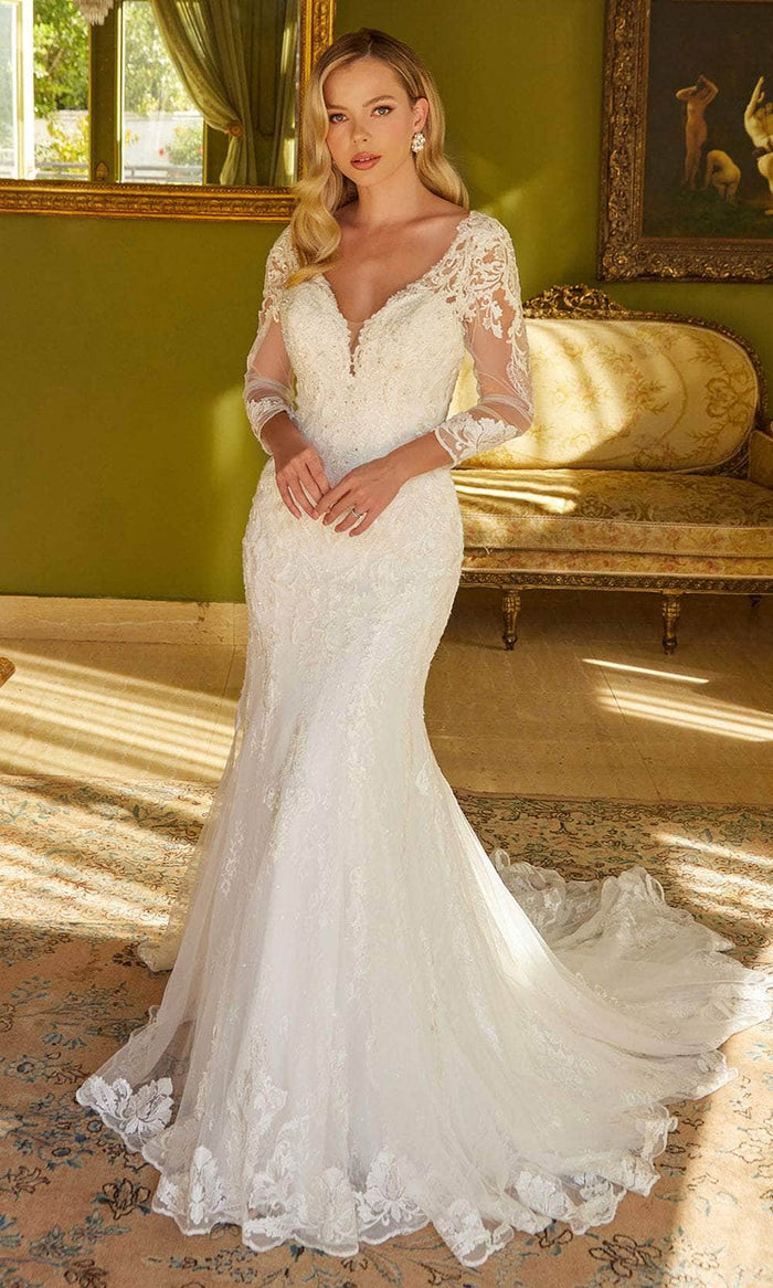 GLS by Gloria Bridal GL3535 - Quarter Sleeve Trumpet Bridal Gown Special Occasion Dress