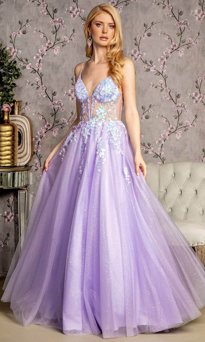 GLS by Gloria GL3226 - Sheer Corset Sequin Embellished Prom Gown Prom Dresses XS / Lilac