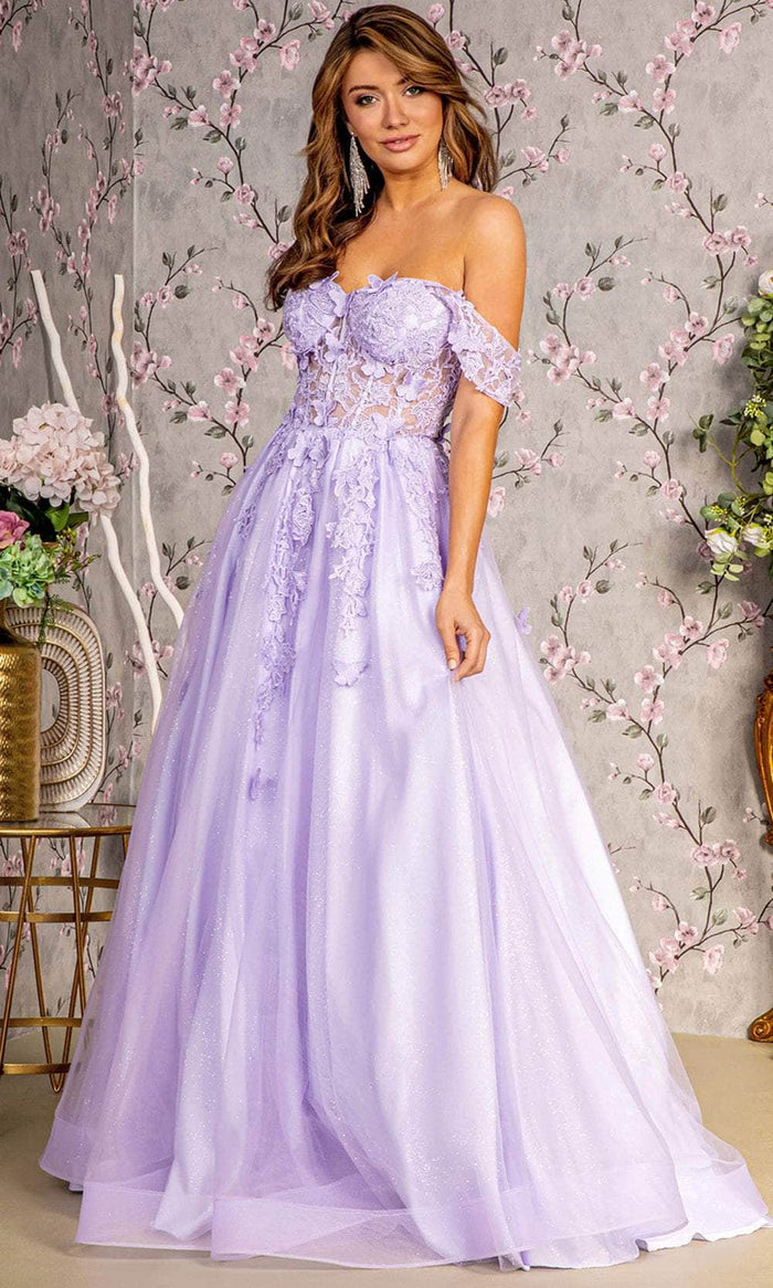 GLS by Gloria GL3296 - Butterfly Off-Shoulder Evening Dress Special Occasion Dress XS / Lilac