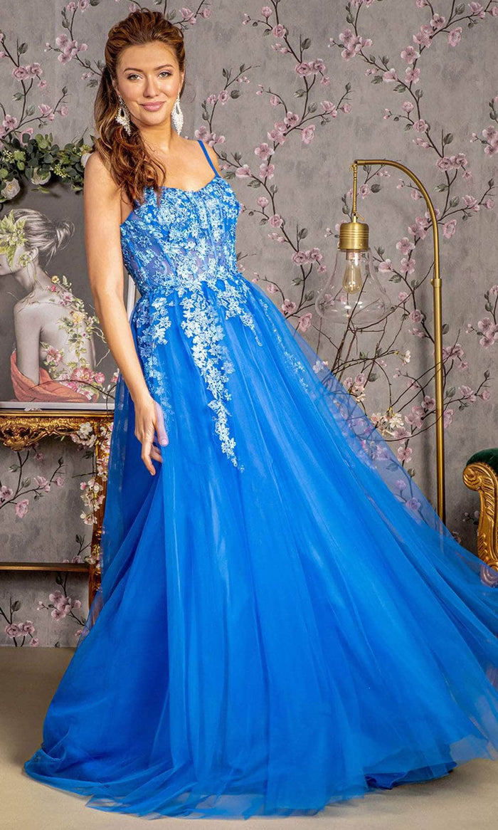 GLS by Gloria GL3309 - Lace Applique Corset Prom Gown Prom Dresses XS / Royal Blue