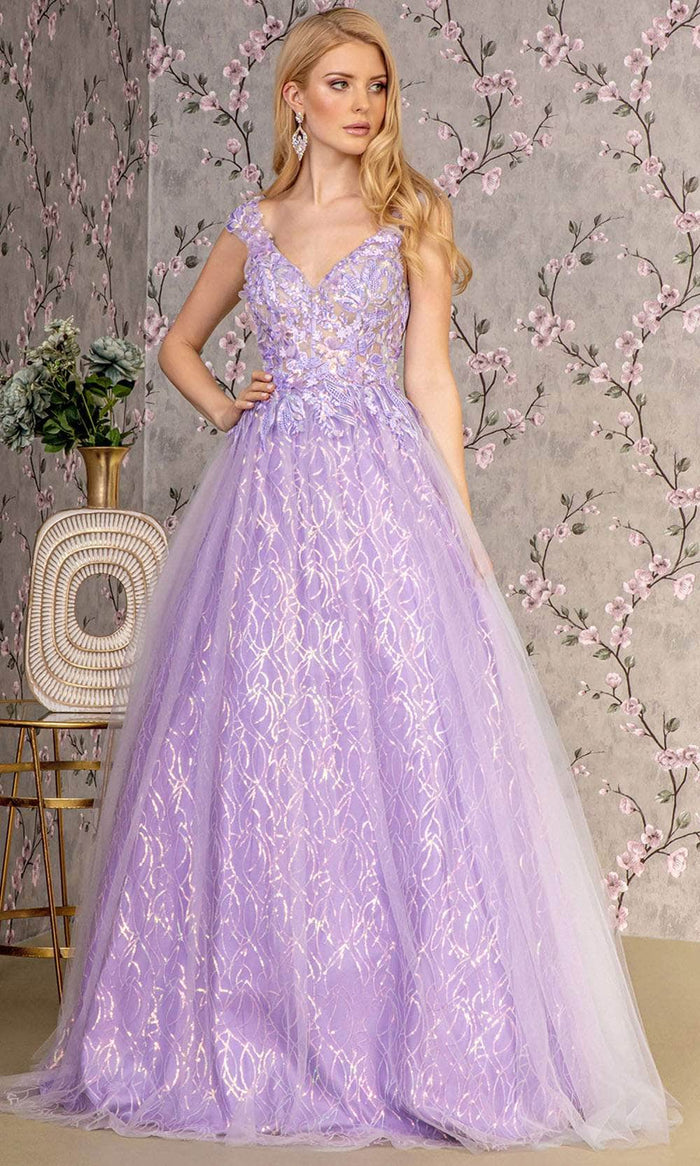 GLS by Gloria GL3398 - V-Neck Corset Bodice Prom Gown Prom Dresses XS / Lilac