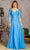 GLS by Gloria GL3445 - Illusion Bateau A-Line Evening Dress Evening Dresses S / Perry Blue