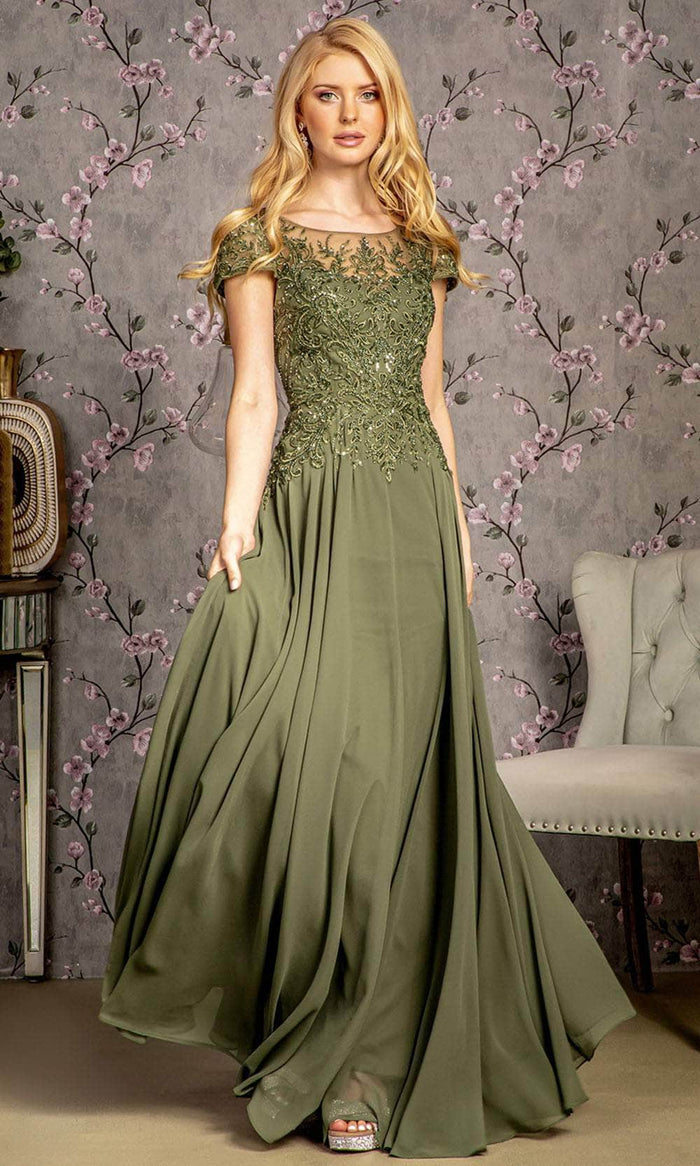 GLS by Gloria GL3491 - Bateau A-Line Prom Gown Prom Dresses S / Olive