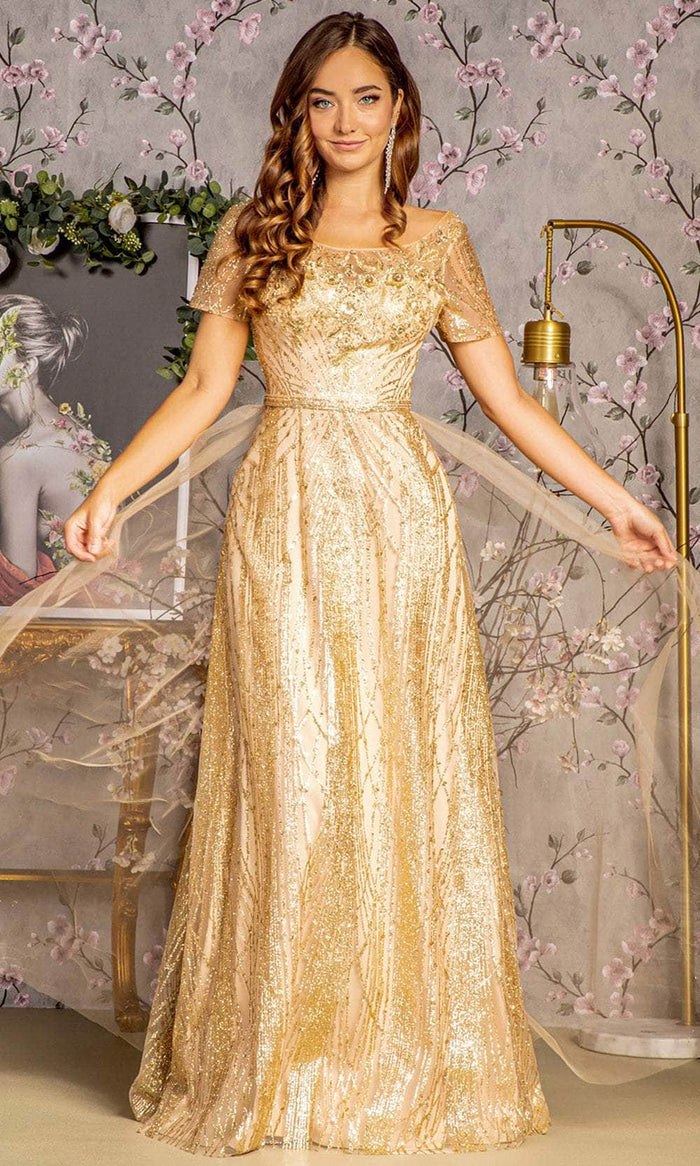 GLS by Gloria GL3493 - Beads Illusion Evening Dress Evening Dresses S / Gold