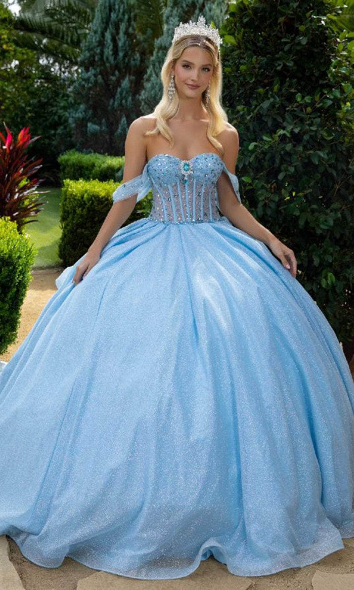 GLS by Gloria GL3527 - Off Shoulder Glitter Ballgown Special Occasion Dress