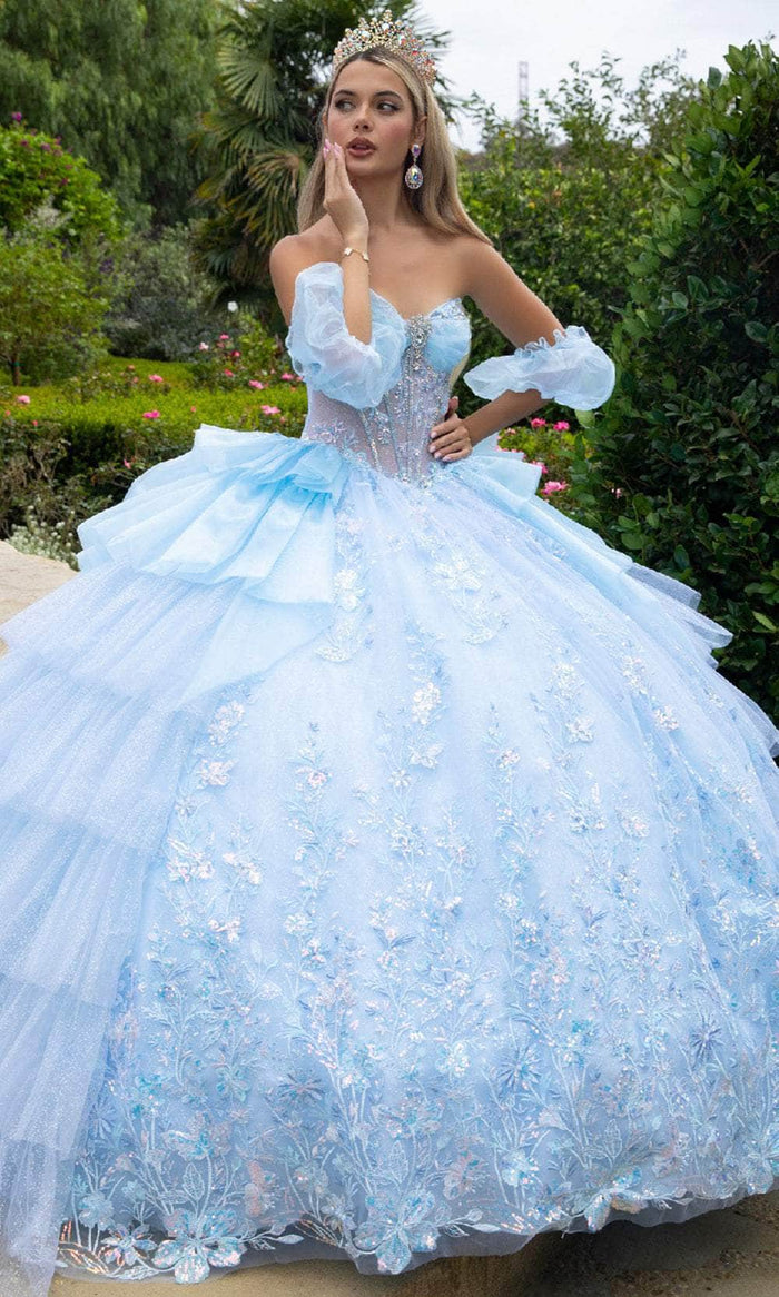 GLS by Gloria GL3551 - Bejeweled Sweetheart Side Ruffle Ballgown Special Occasion Dress