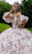 GLS by Gloria GL3609 - Plunging V-Neck Ruffle Floral Ballgown Special Occasion Dress