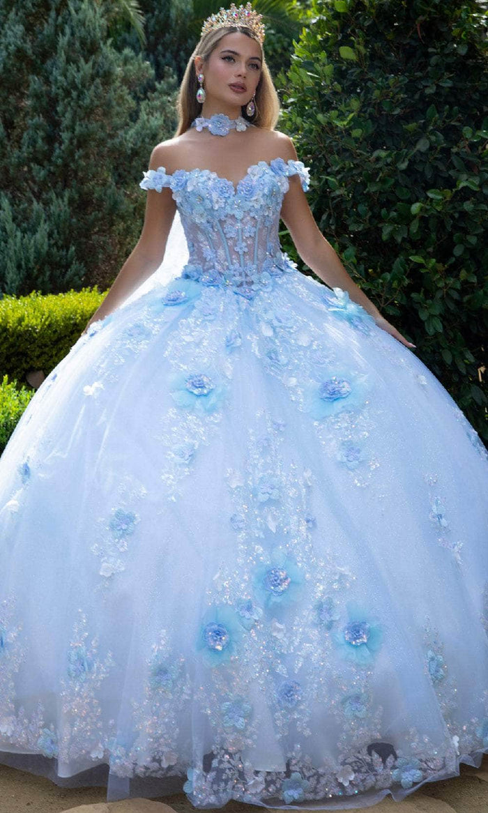 GLS by Gloria GL3611 - Sweetheart Floral Appliqued Ballgown with Cape Special Occasion Dress