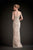 Hynes Park - Illusion Short Sleeve Scroll Embroidered Gown M106 - 1 pc Silver/Nude In Size 12 Available CCSALE 12 / Silver/Nude