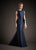 Hynes Park -  M132 Beaded Waist Peplum Mikado Mermaid Gown - 1 pc Navy In Size 12 Available CCSALE