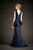 Hynes Park -  M132 Beaded Waist Peplum Mikado Mermaid Gown - 1 pc Navy In Size 12 Available CCSALE