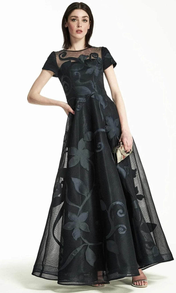 Hynes Park M442 - Floral Appliqued A-Line Prom Gown Evening Dresses 2 / Navy