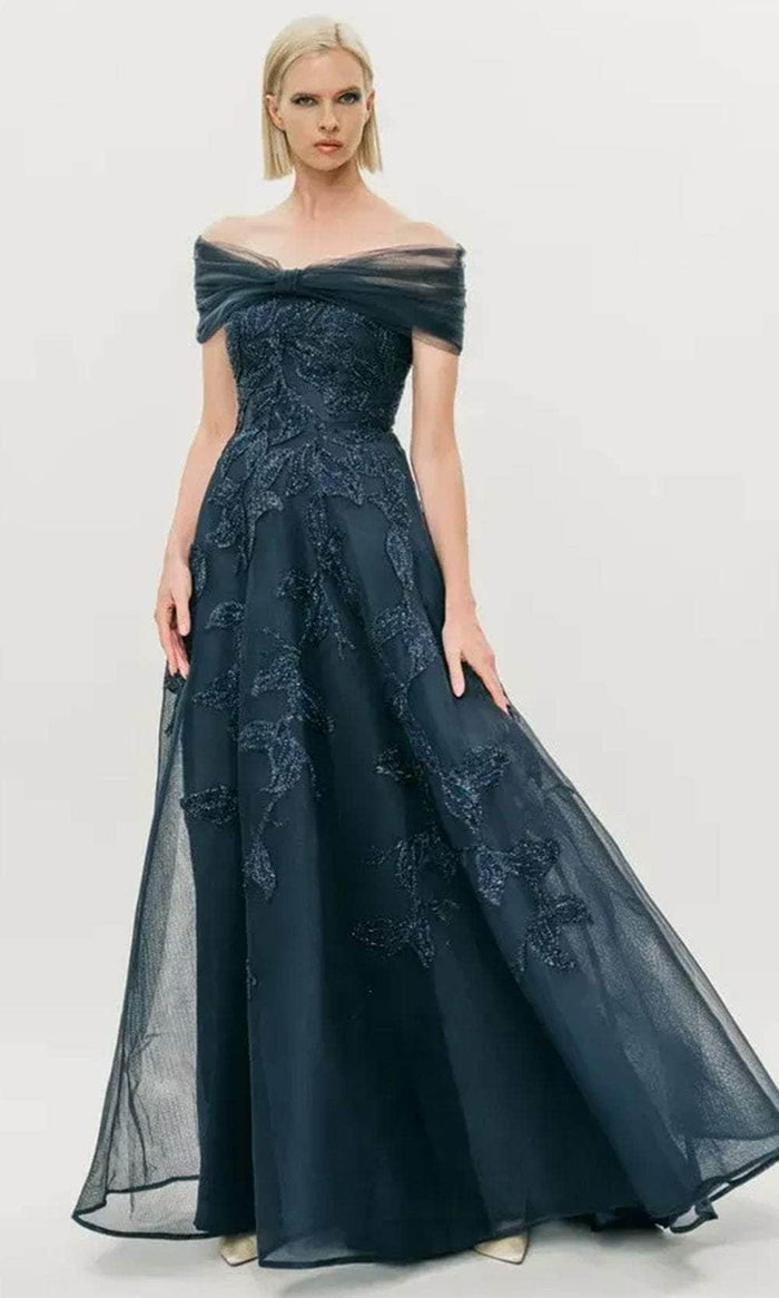 Hynes Park M565 - Fitted Embroidered Prom Gown Prom Dresses 4 / Navy