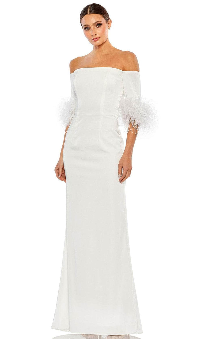 Ieena Duggal 11441 - Fringed Sheath Evening Gown Evening Dresses 2 / White