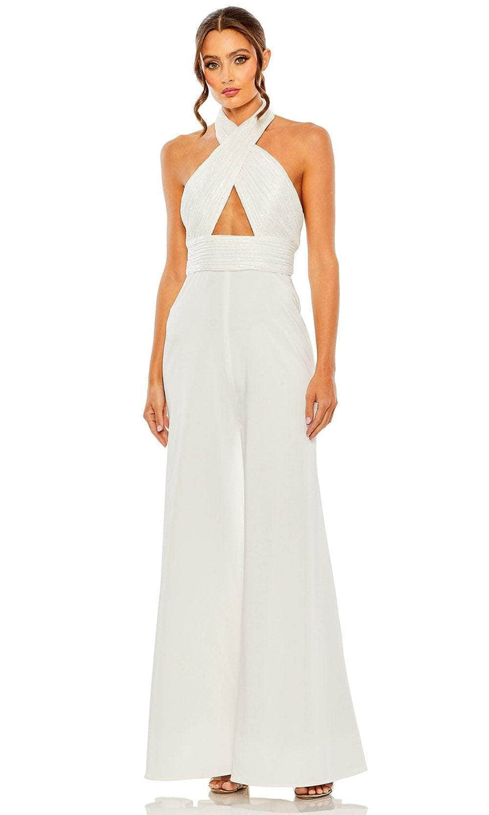 Ieena Duggal 11666 - Halter Cutout Jumpsuit Formal Pantsuits 0 / White