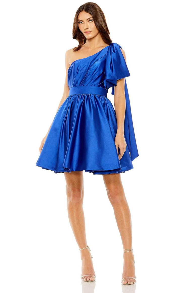 Ieena Duggal 20690 - One Shoulder Satin Cocktail Dress Homecoming Dresses 0 / Cobalt