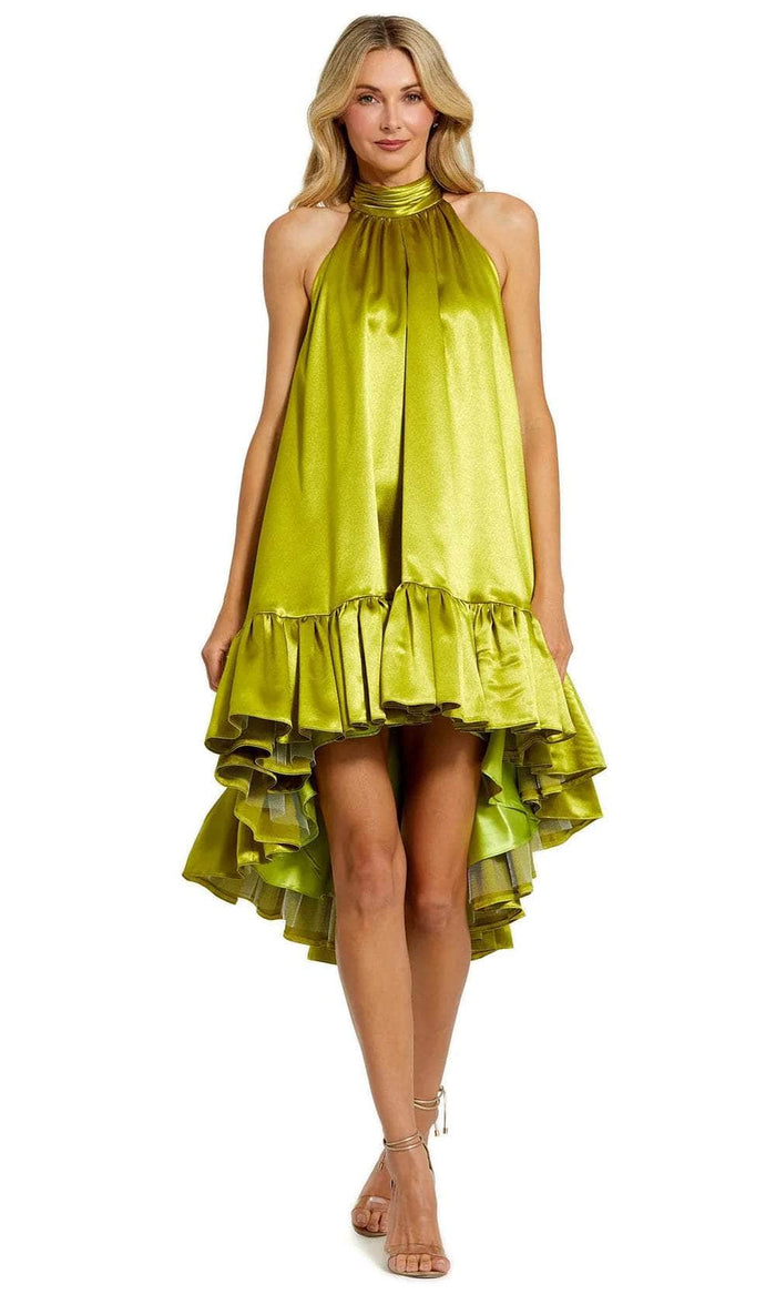 Ieena Duggal 20711 - High Halter Satin Dress Homecoming Dresses XS / Apple Green