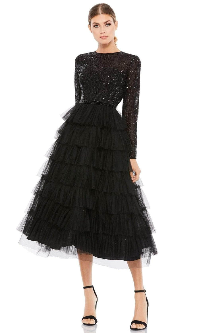 Ieena Duggal - 26299 Sequined Bodice A-Line Dress Cocktail Dresses 0 / Black