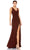 Ieena Duggal - 26513 V-Neck High Leg Slit Junior Prom Gown Prom Dresses 0 / Chocolate