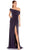 Ieena Duggal - 26517 Off-Shoulder Neckline High Slit Simple Prom Gown Prom Dresses 0 / Charcoal