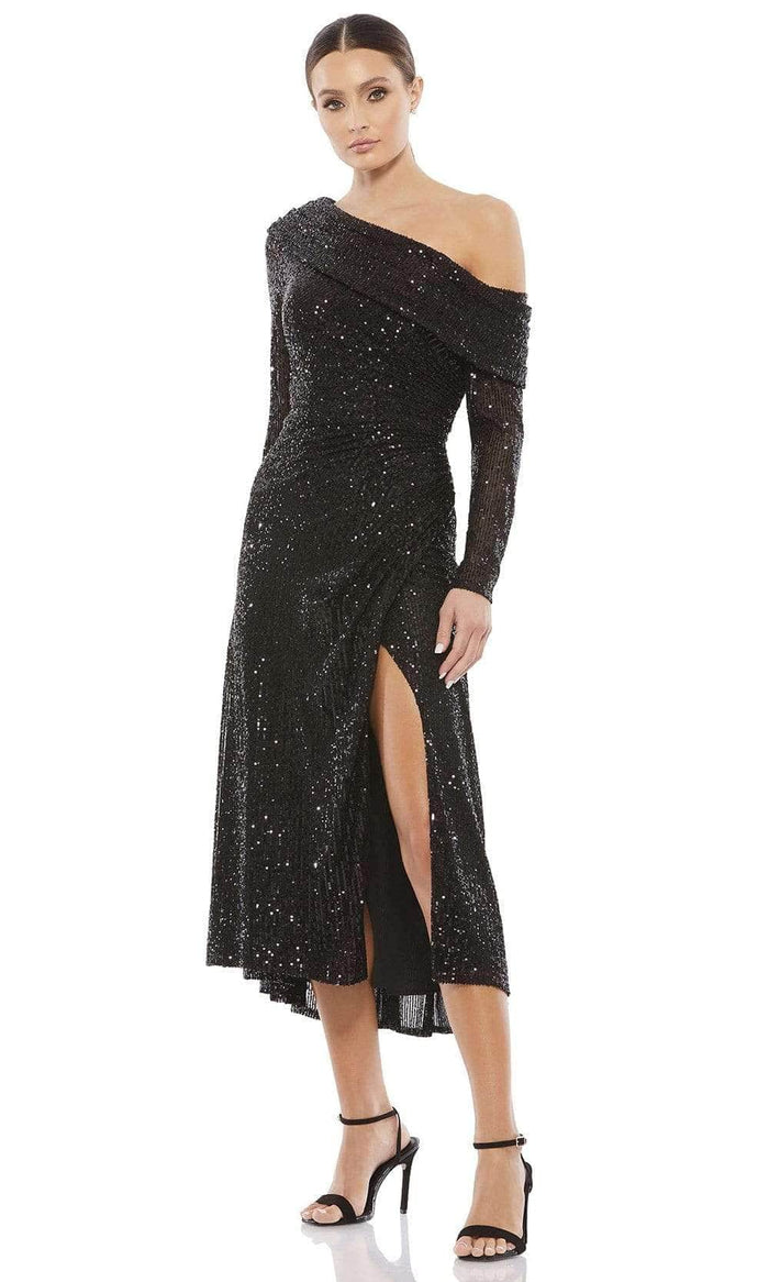 Ieena Duggal - 26551I Long Sleeve Sequined Dress Cocktail Dresses 0 / Black