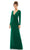 Ieena Duggal - 26573 V-Neck Sheath Gown Evening Dresses 0 / Emerald Green