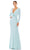 Ieena Duggal - 26573 V-Neck Sheath Gown Evening Dresses 0 / Powder Blue