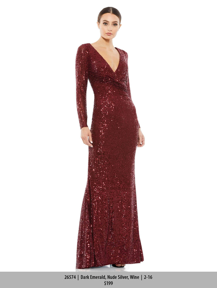 Ieena Duggal 26574 - Sequined Formal Dress Prom Dresses 2 / Wine