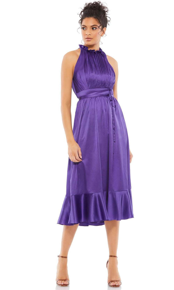 Ieena Duggal 26633 - Sleeveless High Halter Short Dress Cocktail Dresses 2 / Purple