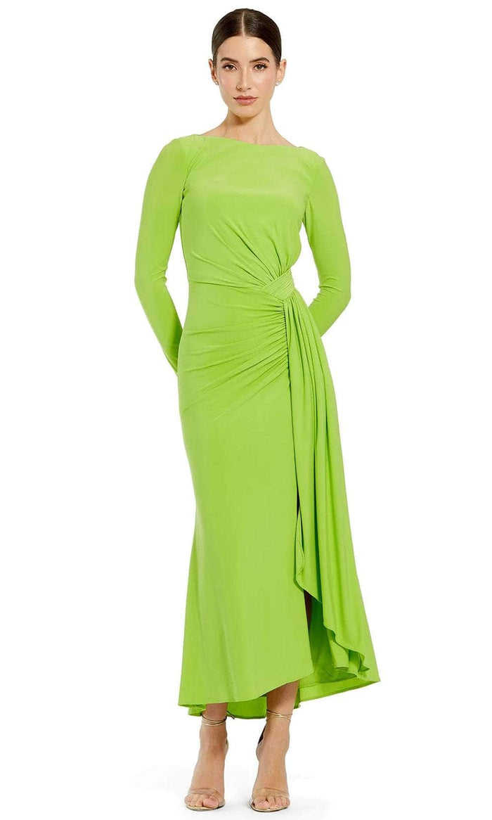 Ieena Duggal 27358 - Long Sleeve High Neck Formal Dress Semi Formal XS / Chartreuse