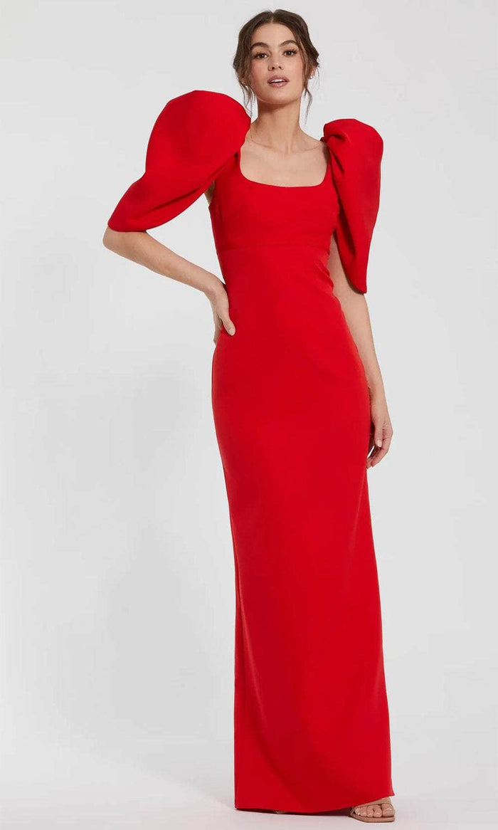 Ieena Duggal 27534 - Puff Sleeve Scoop Neck Prom Gown Formal Gowns 2 / Red