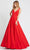 Ieena Duggal - 48924 Sleeveless V-Neck Prom Gown Evening Dresses 0 / RED