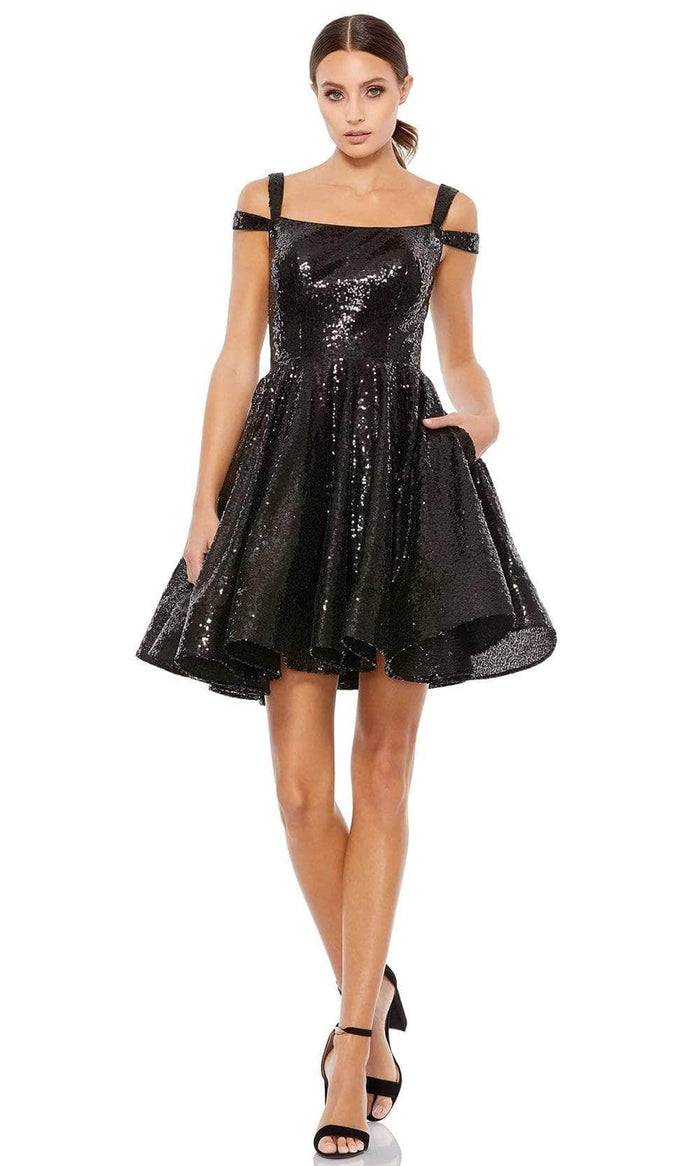 Ieena Duggal - 49484 Sequined Prom A-Line Dress Cocktail Dresses 0 / Noir Sequin