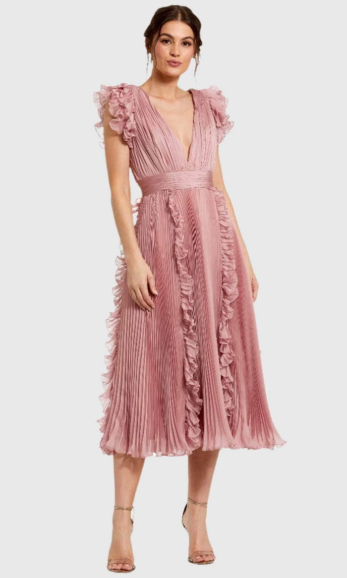 Ieena Duggal 49675 - Ruffle Detailed Dress Semi Formal 2 / Rose