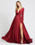 Ieena Duggal - 55245I Long Sleeve V-Neck High Slit Gown Mother of the Bride Dresses