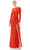 Ieena Duggal 55708 - Keyhole Neck Long Sleeved Dress Prom Dresses 2 / Brick Red