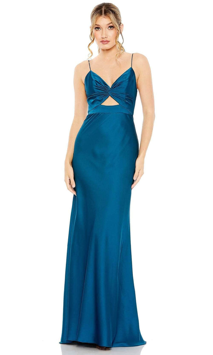 Ieena Duggal 68347 - Knotted Front Evening Gown Evening Dresses 0 / Ocean