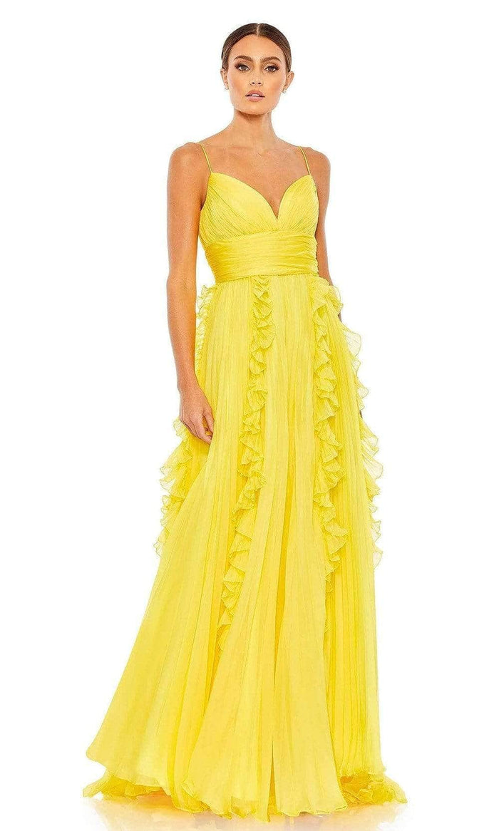 Ieena Duggal - 70172 Ruffled A-Line Gown Prom Dresses 0 / Sunshine