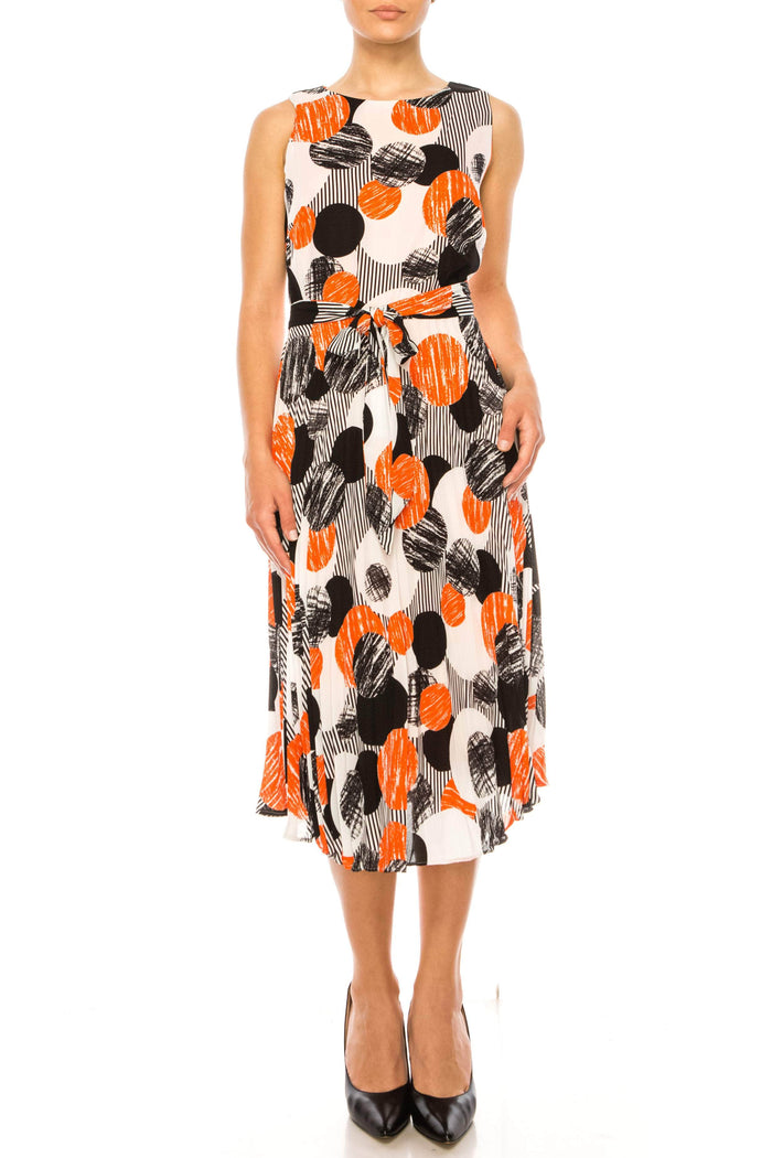 ILE Clothing CHP240 - Sleeveless Midi Print Dress Special Occasion Dress