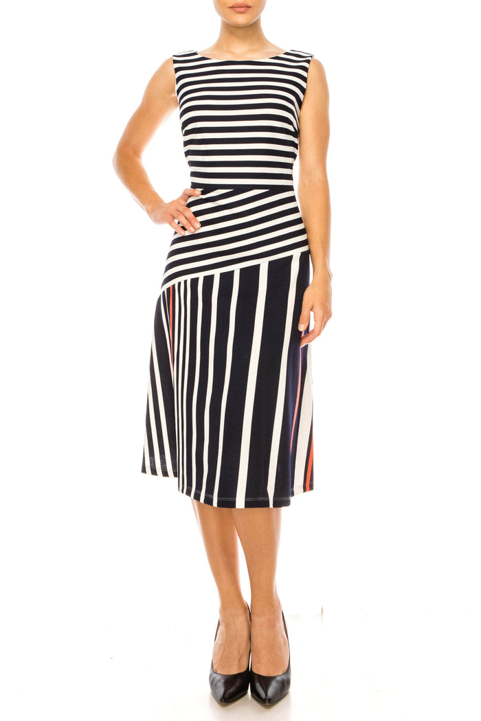 ILE Clothing SCP1326 - Sleeveless Striped Dress Special Occasion Dress