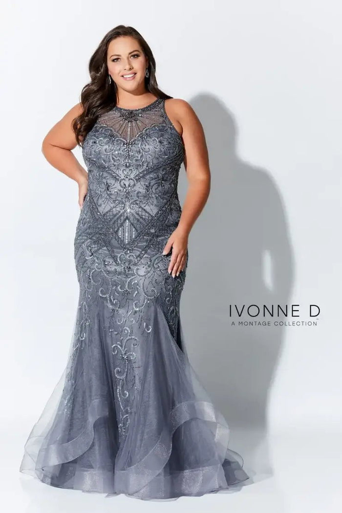 Ivonne D for Mon Cheri - 117D62 Trumpet Gown Evening Dresses 4 / Gray