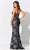 Ivonne D ID301 - One Shoulder Floral Evening Gown Evening Dresses 12 / Blk/Multi